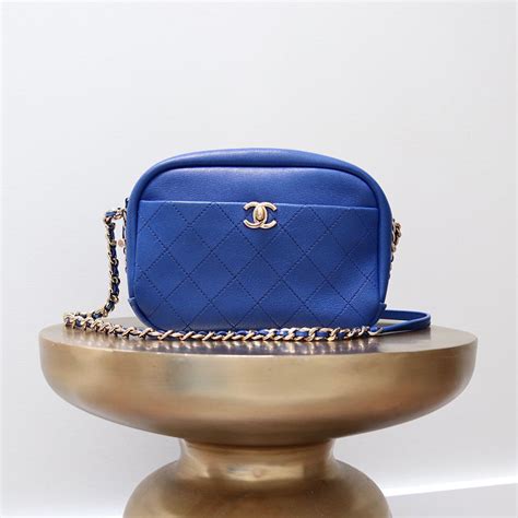 chanel blue camera bag